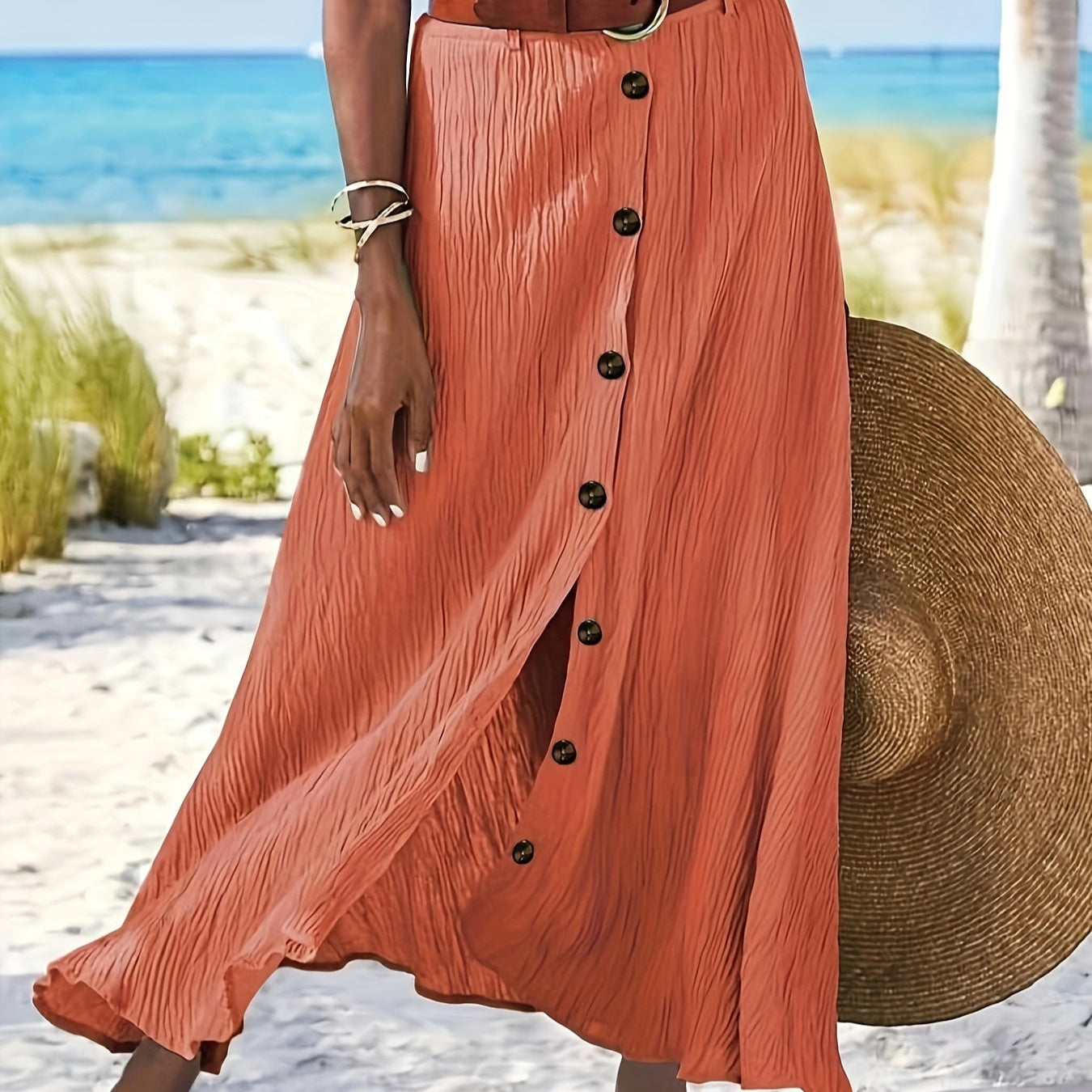 Fustă Midi Semi-Transparentă cu Fisura