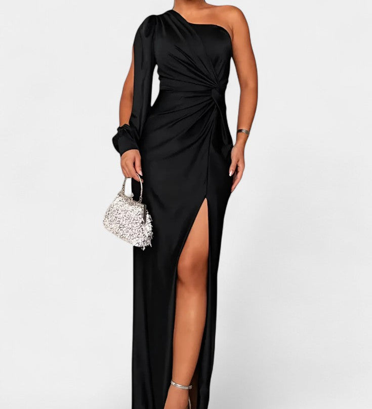 Gabriela Rochie Asimetrică cu Drapare pe Un Umăr