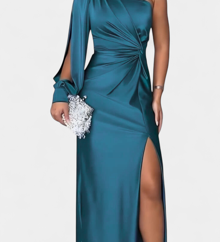 Gabriela Rochie Asimetrică cu Drapare pe Un Umăr