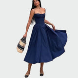 Rochie maxi din satin cu bretele subțiri