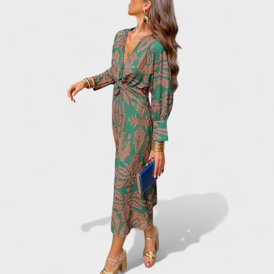 Primăvara - Rochie midi cu decolteu în V