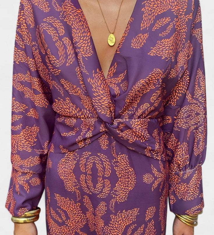 Rochie Maxi Emma cu Decupaj în V și Nod Frontal