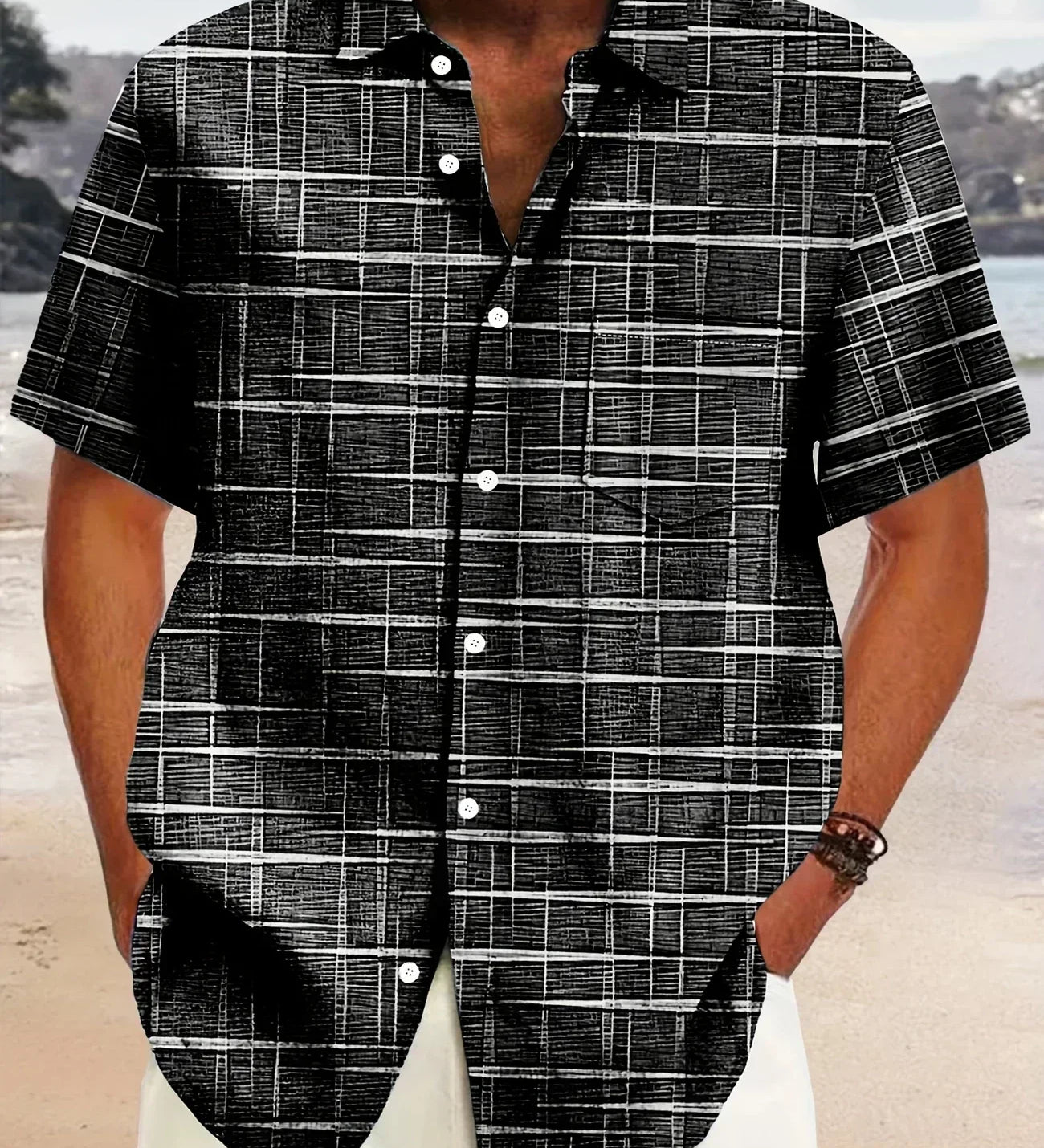 Miroslav - Cămașă elegantă cu dungi și carouri