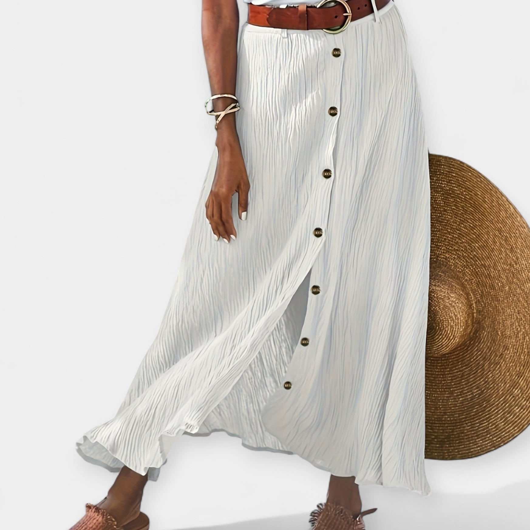 Fustă Midi Semi-Transparentă cu Fisura