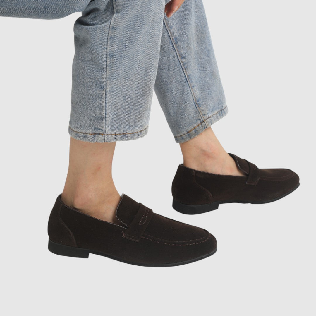 Lăczezar - Mocasi din piele întoarsă cu catarame