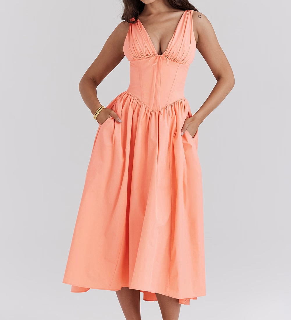 Rochie Midi Romantică Flori