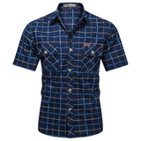 Raden - Cămașă elegantă cu mânecă scurtă în carouri