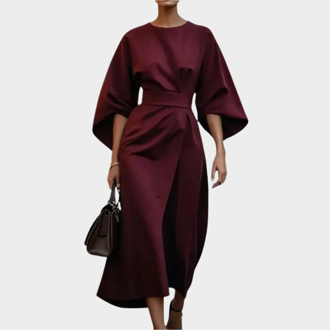 Rochie Minimalistă Sikat cu Curea și Mâneci Largi