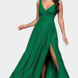 Rochie Lungă Tatiana cu Drapare În Față și Decupaj Acoperit