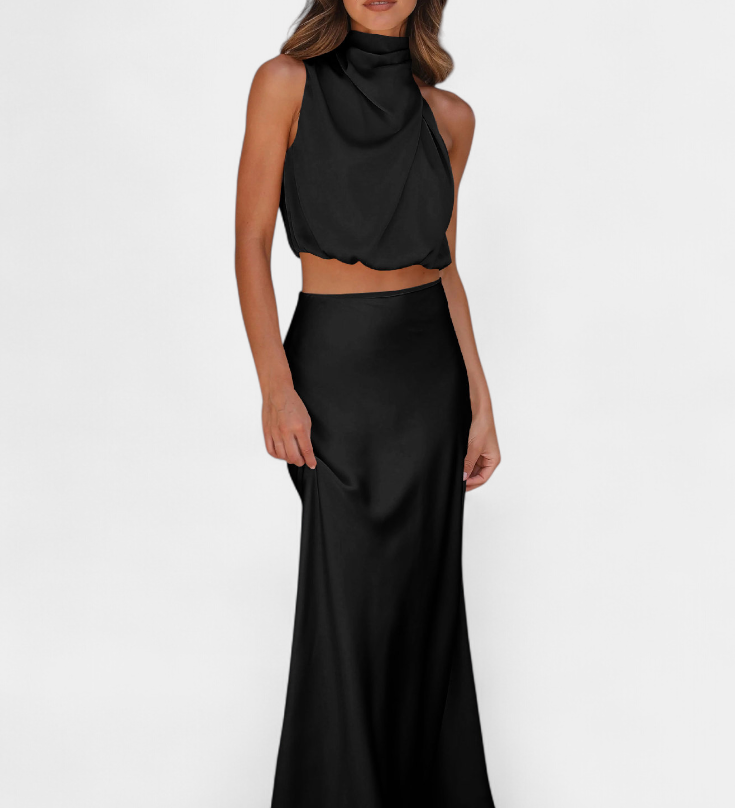 Fustă Drapată cu Spatele Deschis