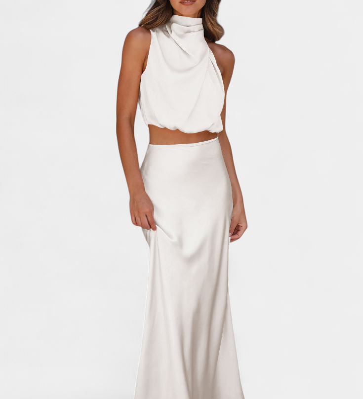 Fustă Drapată cu Spatele Deschis