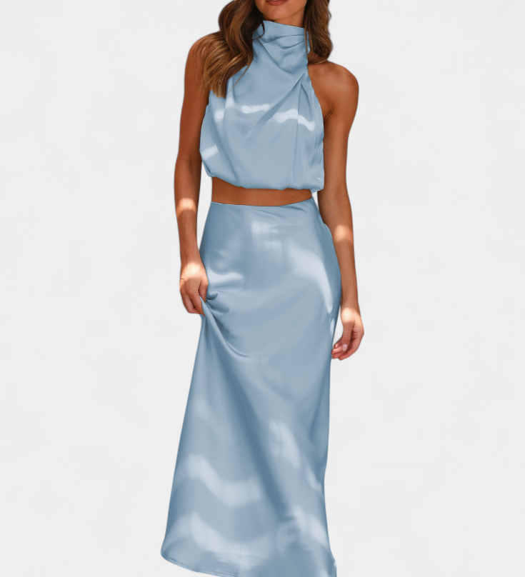 Fustă Drapată cu Spatele Deschis