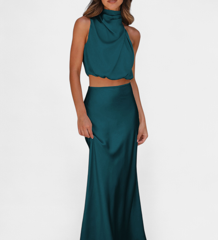 Fustă Drapată cu Spatele Deschis