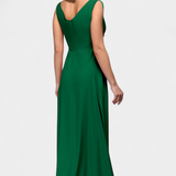 Rochie Lungă Tatiana cu Drapare În Față și Decupaj Acoperit