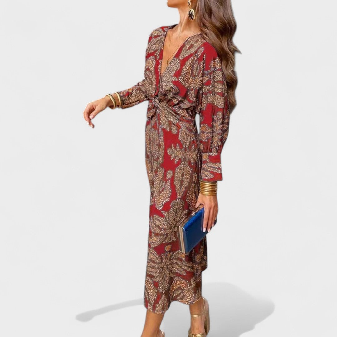 Primăvara - Rochie midi cu decolteu în V