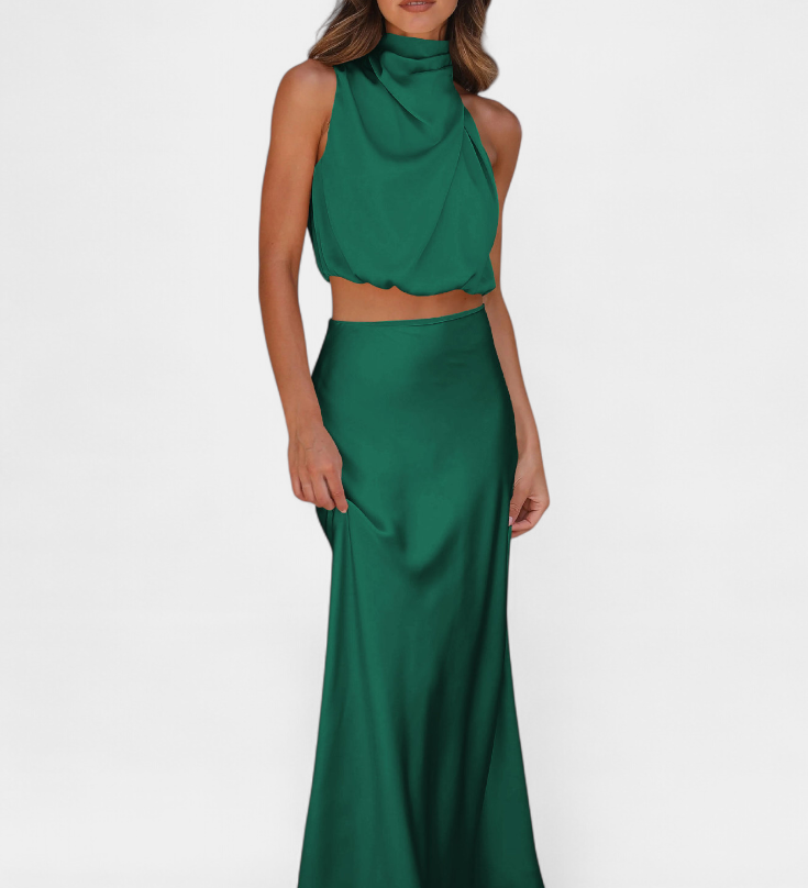 Fustă Drapată cu Spatele Deschis