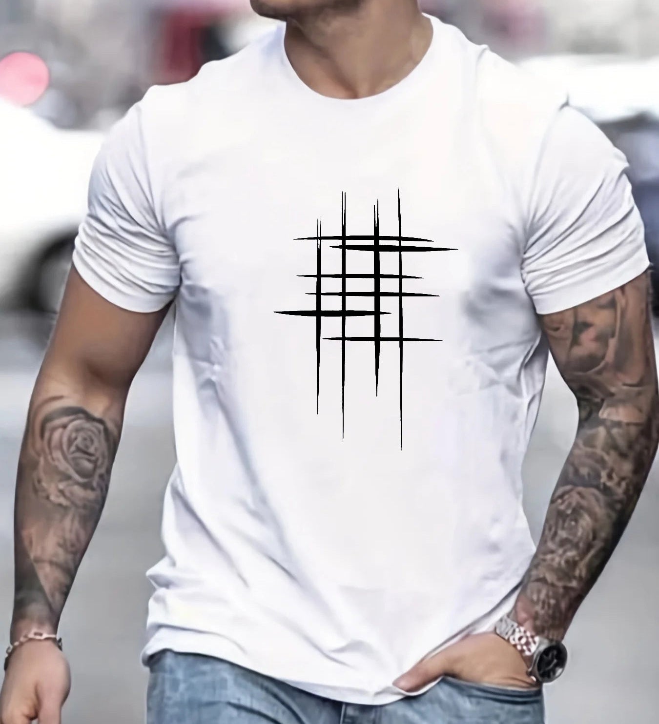 Anastas - Tricou stilat cu decolteu rotund și imprimeu grafic