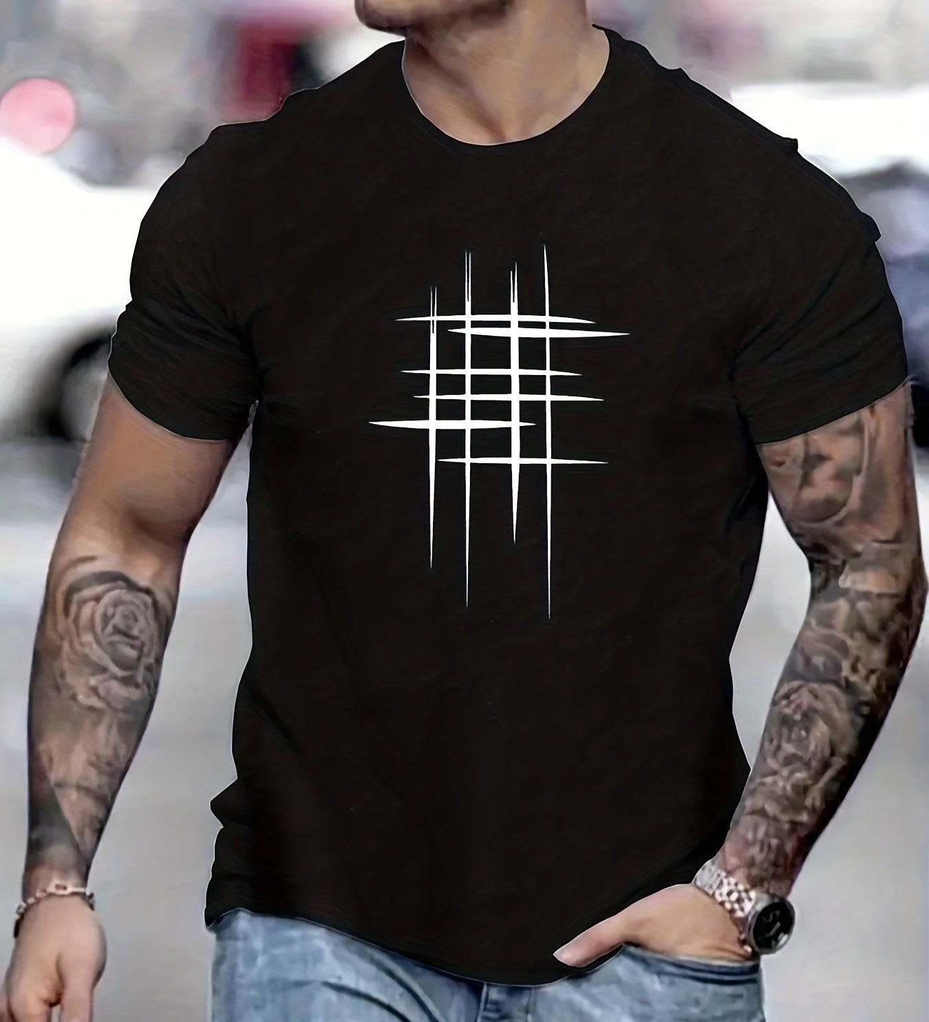 Anastas - Tricou stilat cu decolteu rotund și imprimeu grafic