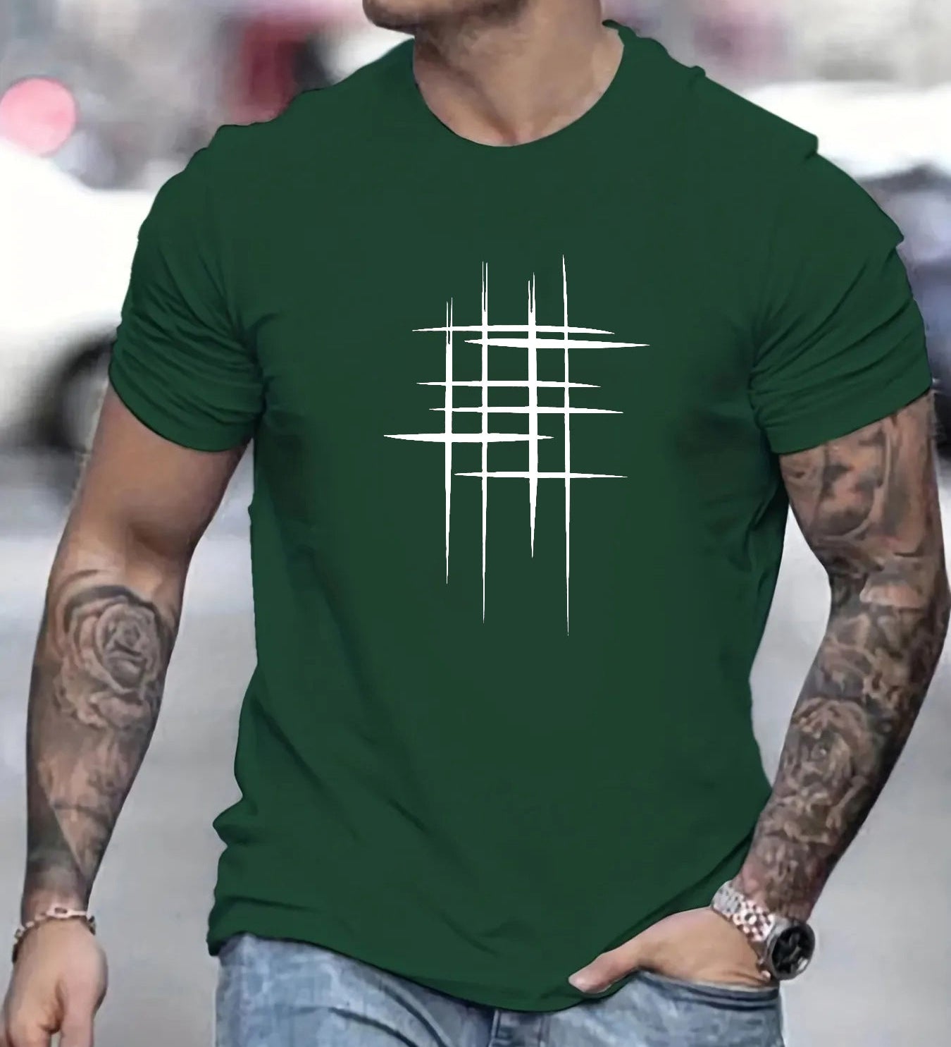 Anastas - Tricou stilat cu decolteu rotund și imprimeu grafic