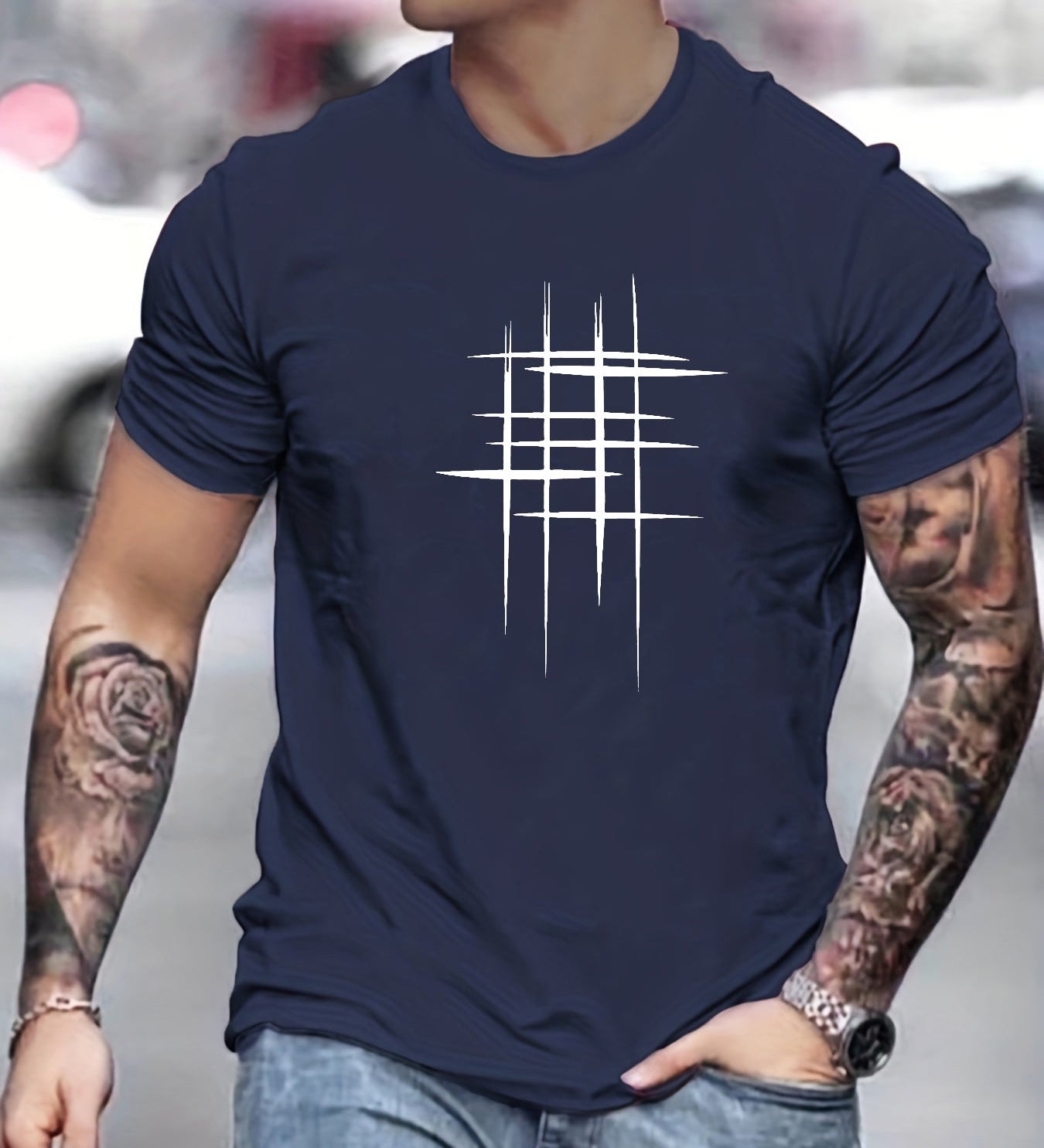 Anastas - Tricou stilat cu decolteu rotund și imprimeu grafic