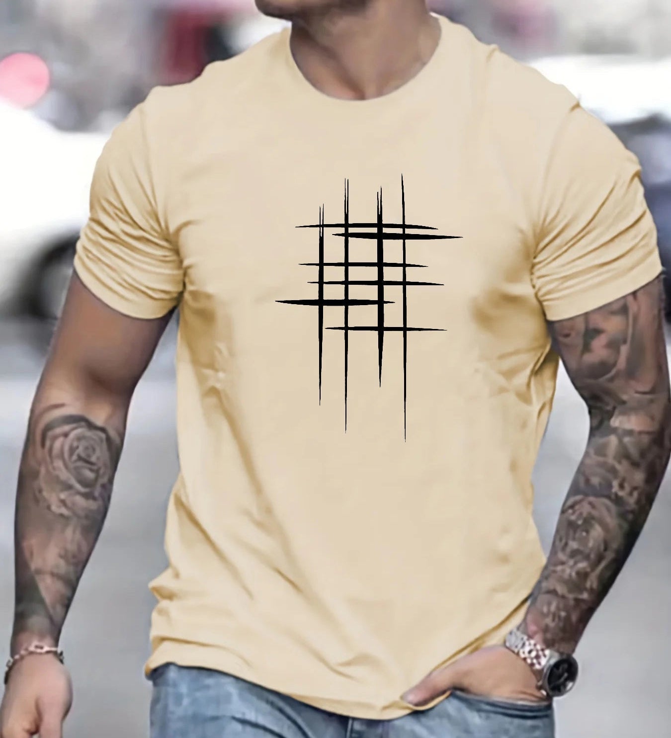 Anastas - Tricou stilat cu decolteu rotund și imprimeu grafic