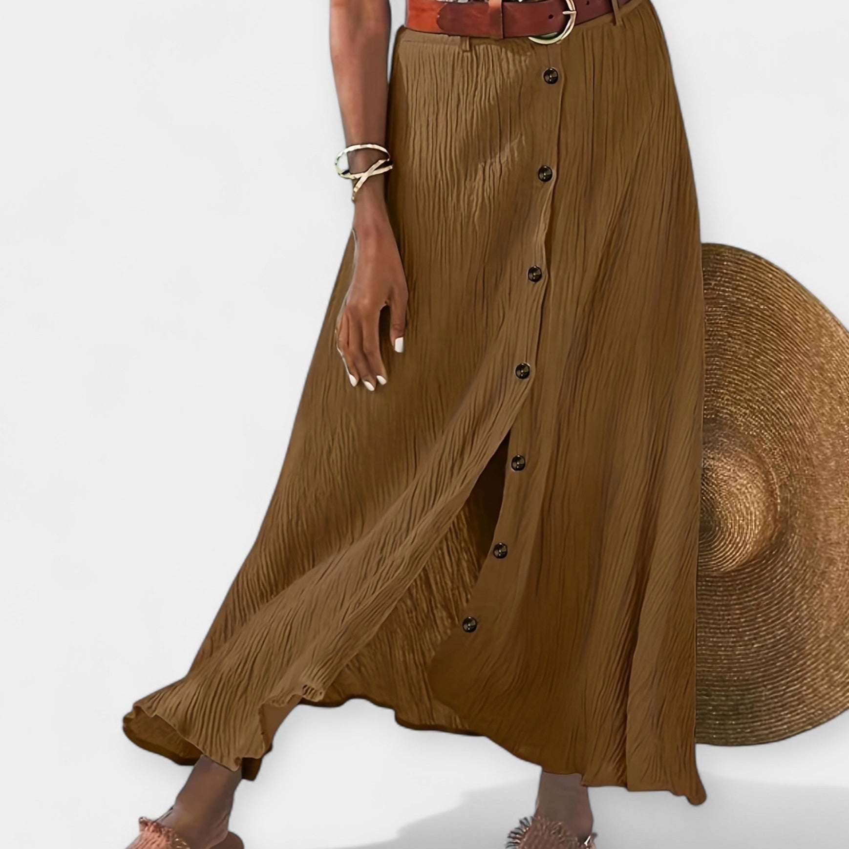 Fustă Midi Semi-Transparentă cu Fisura