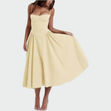 Rochie maxi din satin cu bretele subțiri