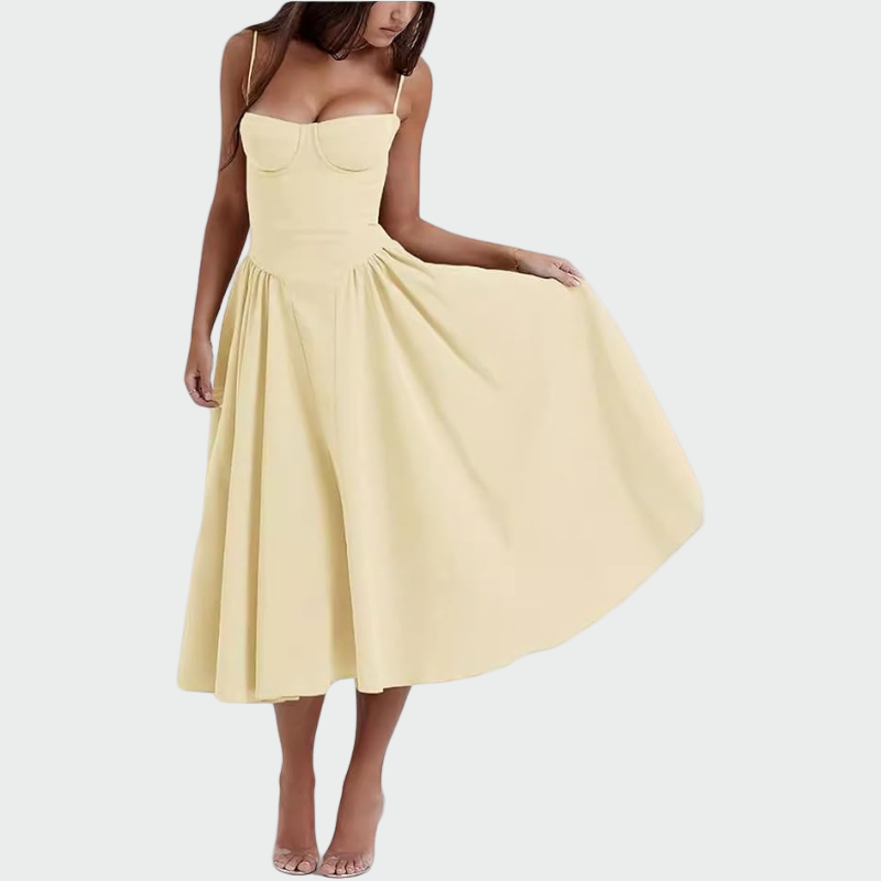 Rochie maxi din satin cu bretele subțiri