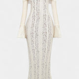 Rochie maxi "Josipa" cu umeri descoperiți din dantelă