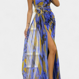 Rochie Maxi Asimetrică Blanka cu Model Vibrant