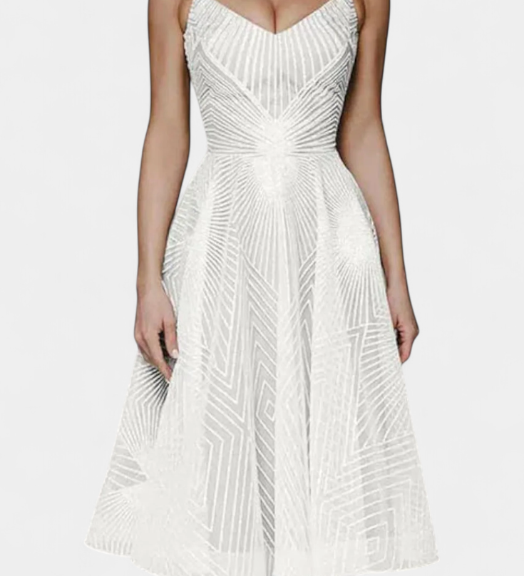 Rochie Lungă Dragana cu Broderie și Siluetă în A