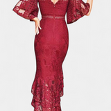 Rochie Midi din Dantelă cu Decolteu în Formă de Inimă Ksenia