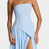 Rochie Maxi Raina din Șifon fără Mâneci cu Fanta Pe Laterale