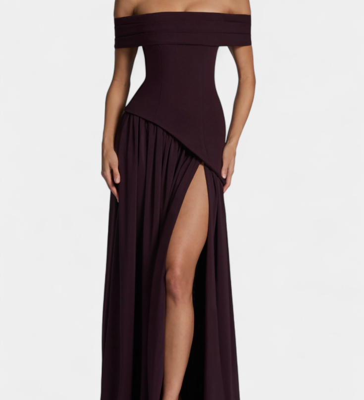 Rochie Maxi Raina din Șifon fără Mâneci cu Fanta Pe Laterale