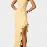 Rochie Midi Filipa cu Corset și Volane Asimetrice