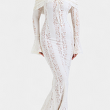 Rochie maxi "Josipa" cu umeri descoperiți din dantelă