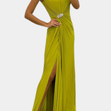 Emilia Rochie Maxi cu Plisaje și Decupaj Pe Laterale