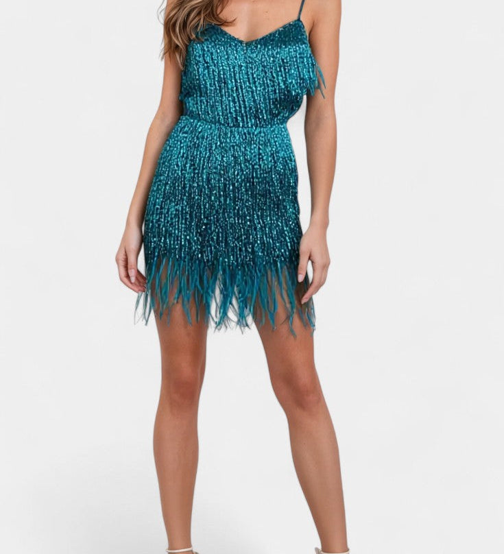 Rochie Mini Miriana cu Pene