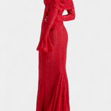 Rochie maxi "Josipa" cu umeri descoperiți din dantelă