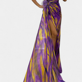 Rochie Maxi Asimetrică Blanka cu Model Vibrant