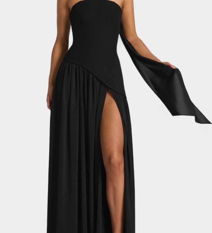 Rochie Maxi Raina din Șifon fără Mâneci cu Fanta Pe Laterale