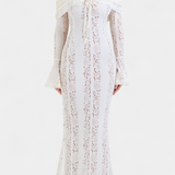 Rochie maxi "Josipa" cu umeri descoperiți din dantelă