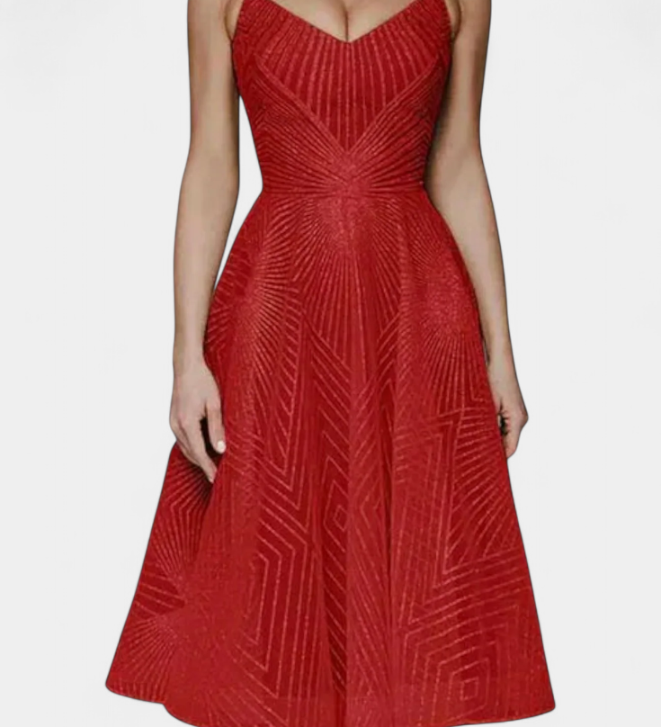 Rochie Lungă Dragana cu Broderie și Siluetă în A