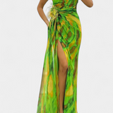 Rochie Maxi Asimetrică Blanka cu Model Vibrant