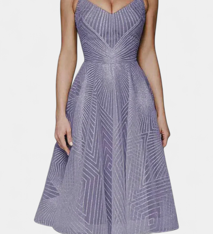 Rochie Lungă Dragana cu Broderie și Siluetă în A