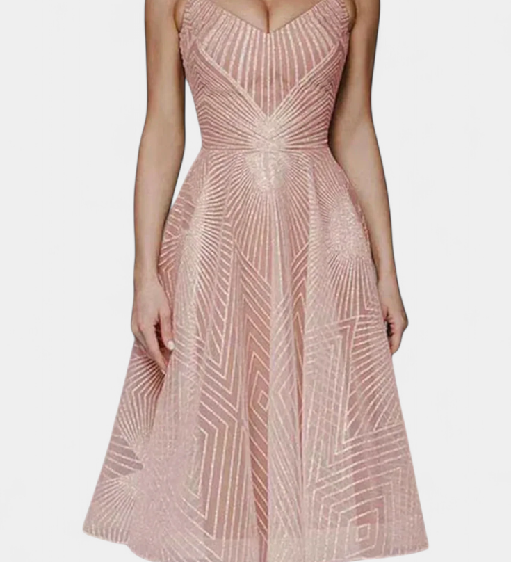 Rochie Lungă Dragana cu Broderie și Siluetă în A