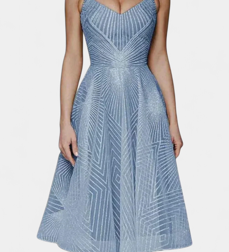 Rochie Lungă Dragana cu Broderie și Siluetă în A