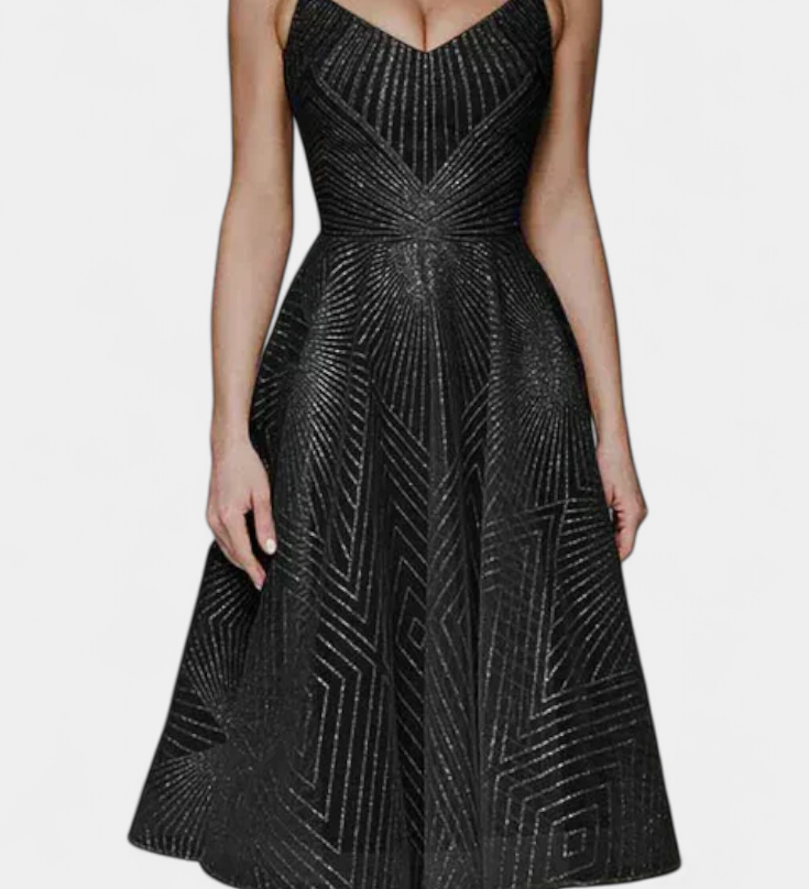 Rochie Lungă Dragana cu Broderie și Siluetă în A