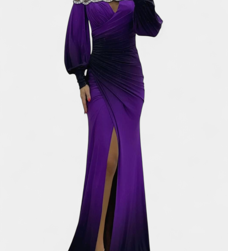 Rochie Maxi Silviana Ombre cu Umeri Decupați