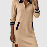 Darina – Rochie Sport cu Fermuar și Guler Polo